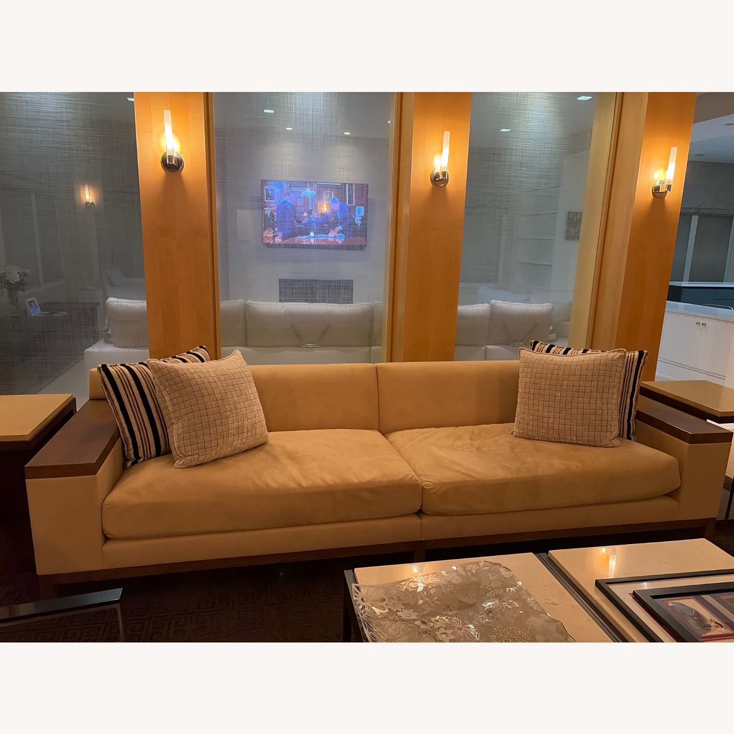 Holly Hunt Natural Suede 3+ Seater Sofa - image-1