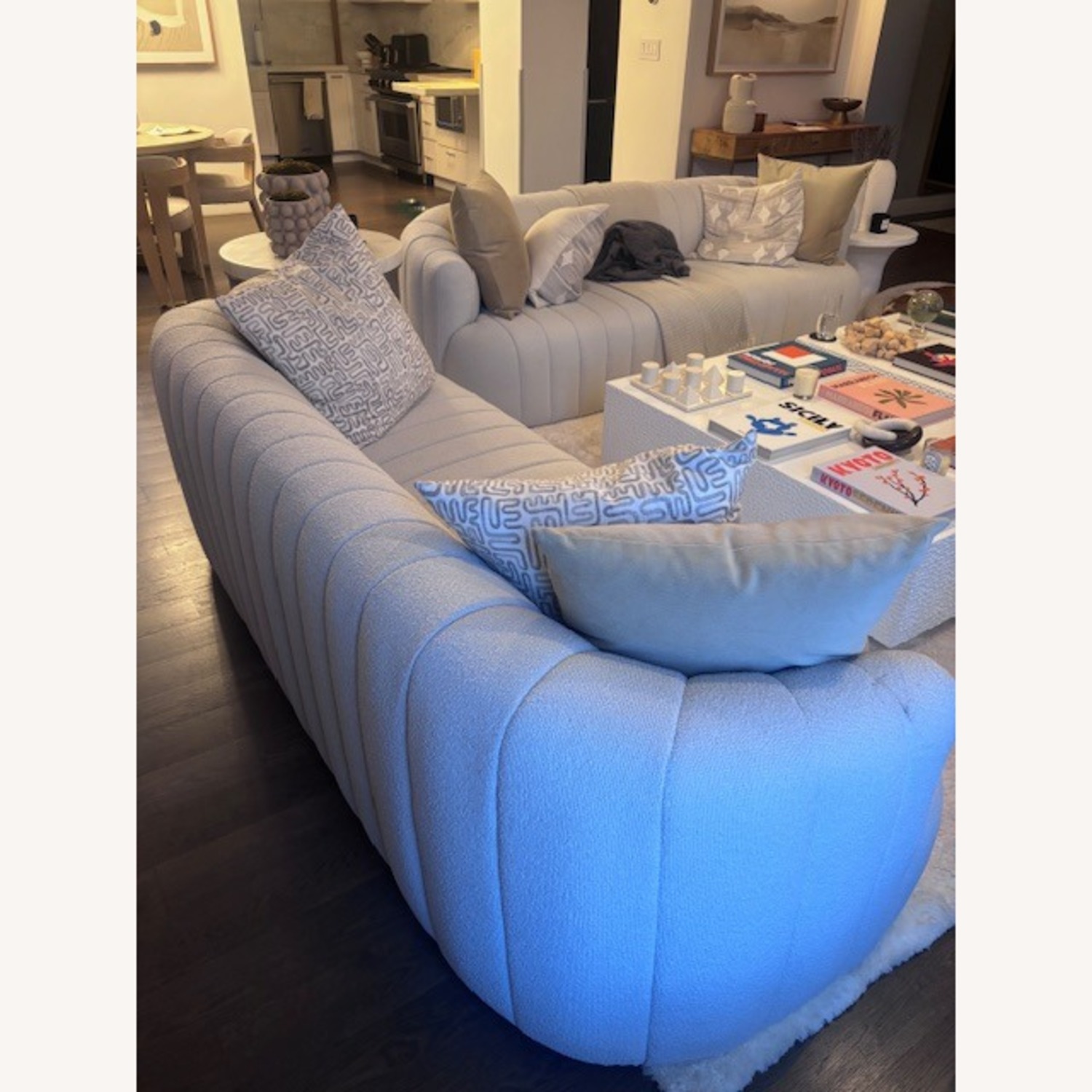 White Fabric 3+ Seater Sofa - image-3