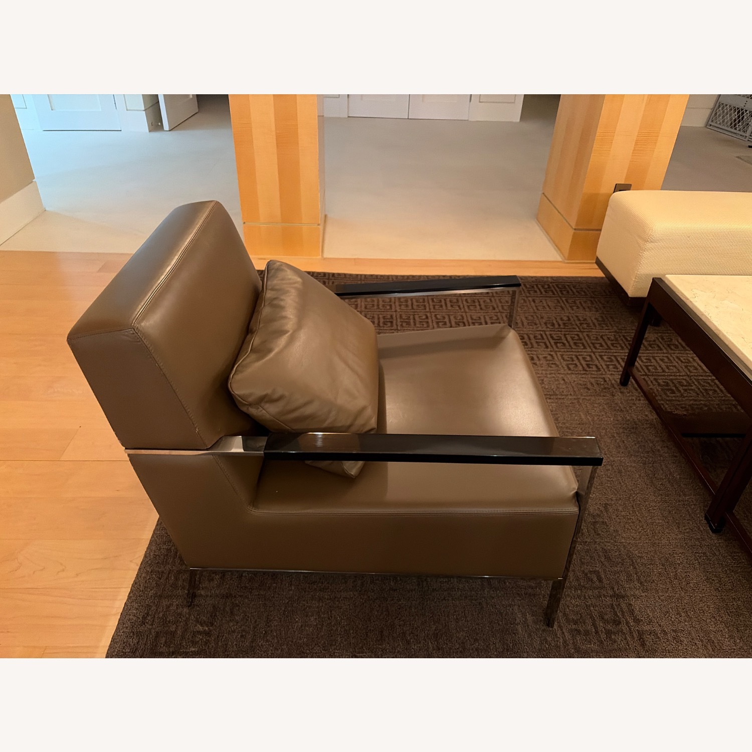 Dark Brown Leather Armchair - image-3