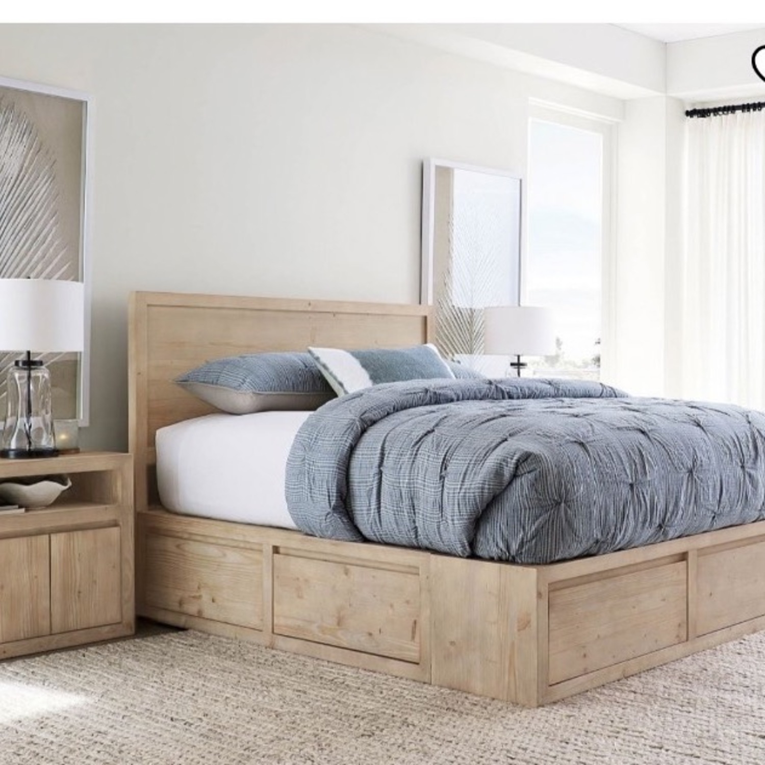 Pottery Barn Natural Wood Storage Queen Bed - image-6