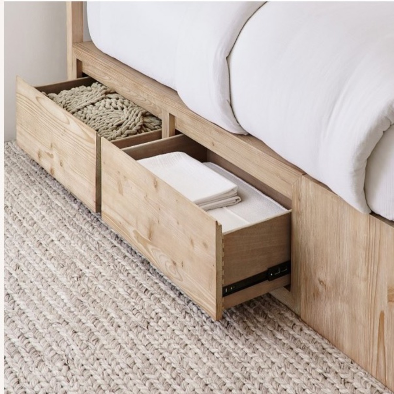 Pottery Barn Natural Wood Storage Queen Bed - image-5