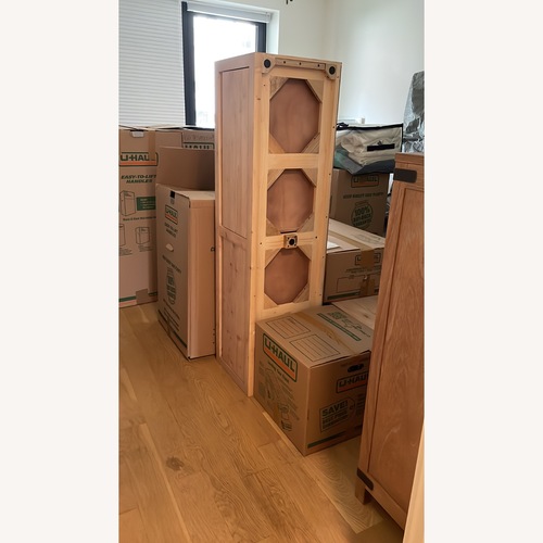 Used Pottery Barn Natural Wood Storage Queen Bed for sale on AptDeco