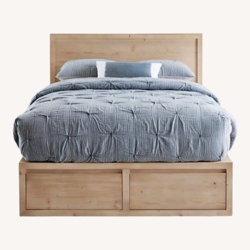 Used Pottery Barn Natural Wood Storage Queen Bed for sale on AptDeco
