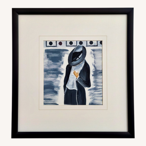 Used Man with Hat Pulled Down Wall Art for sale on AptDeco