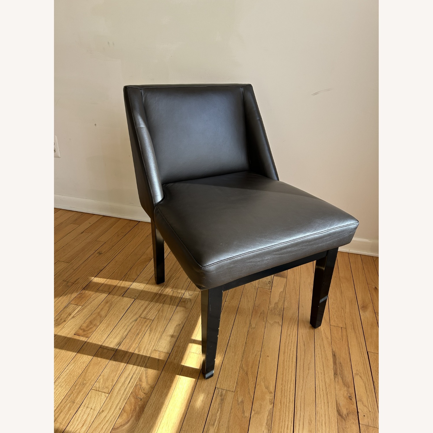 Dark Brown Leather Dining Chairs - image-1