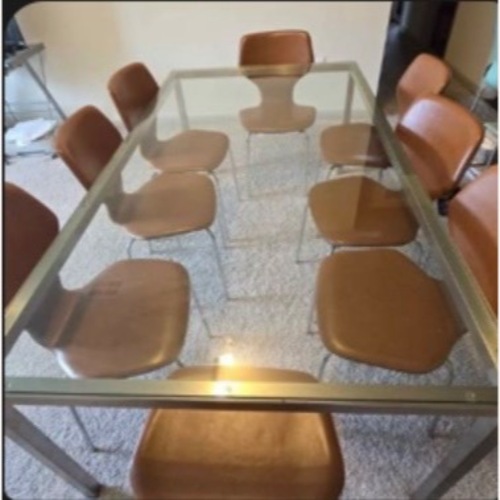 Used Room & Board Transparent Glass Dining Tables and 8 Chairs for sale on AptDeco