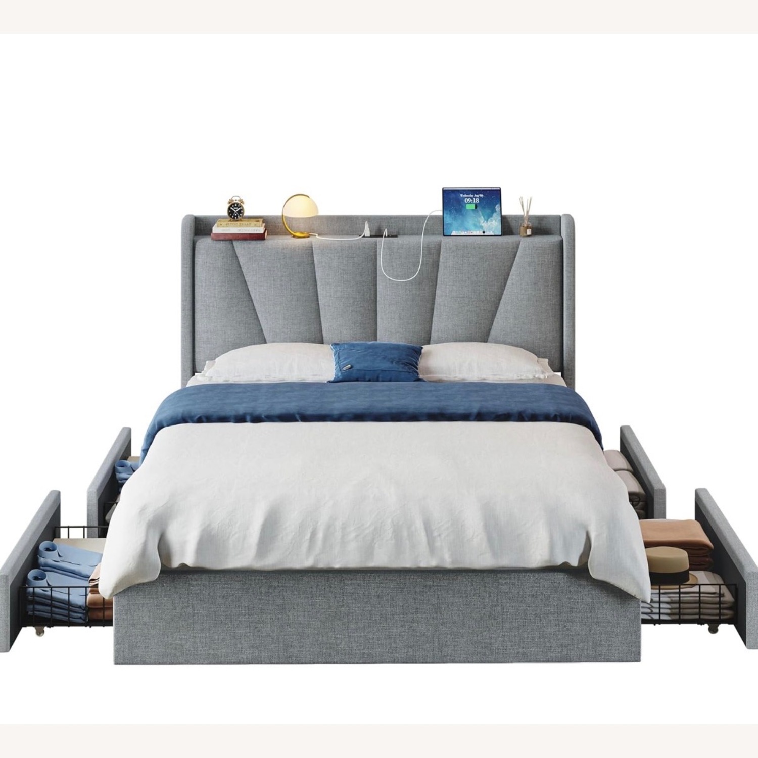 Amazon Queen Bed Frame Light Gray - image-2