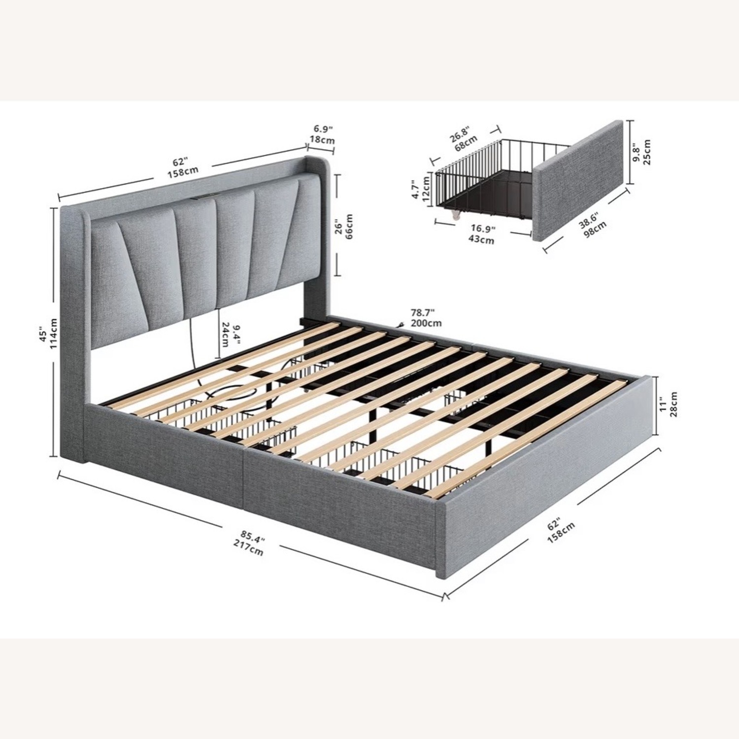Amazon Queen Bed Frame Light Gray - image-3