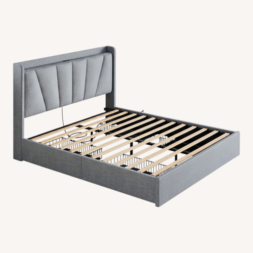 Used Amazon Queen Bed Frame Light Gray for sale on AptDeco