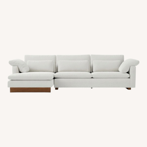 Used West Elm Light Gray Velvet 2 Piece Sectional for sale on AptDeco