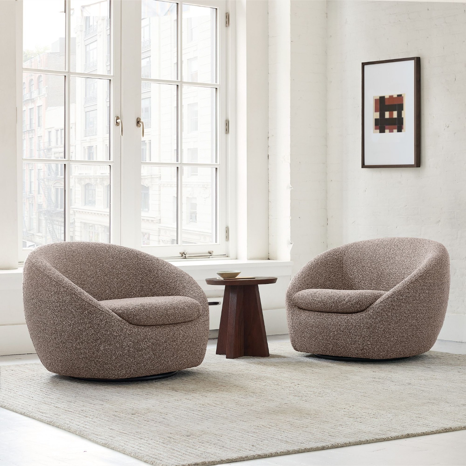 West Elm Cozy Swivel Chairs, Set of 2  - image-2
