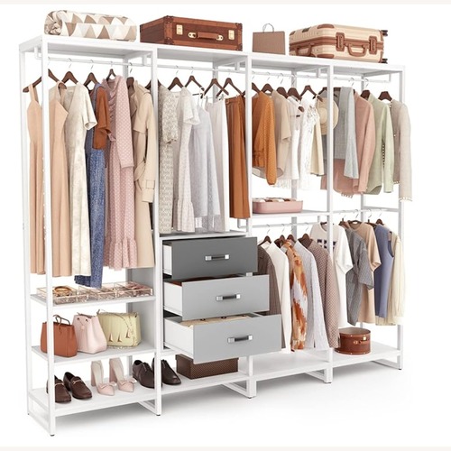 Used Amazon White Wood Clothes Rack 2 for sale on AptDeco