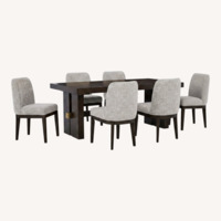 Ashley Furniture Burkhaus Dark Brown Fabric Dining Set