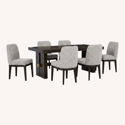 Used Ashley Furniture Burkhaus Dark Brown Fabric Dining Set for sale on AptDeco