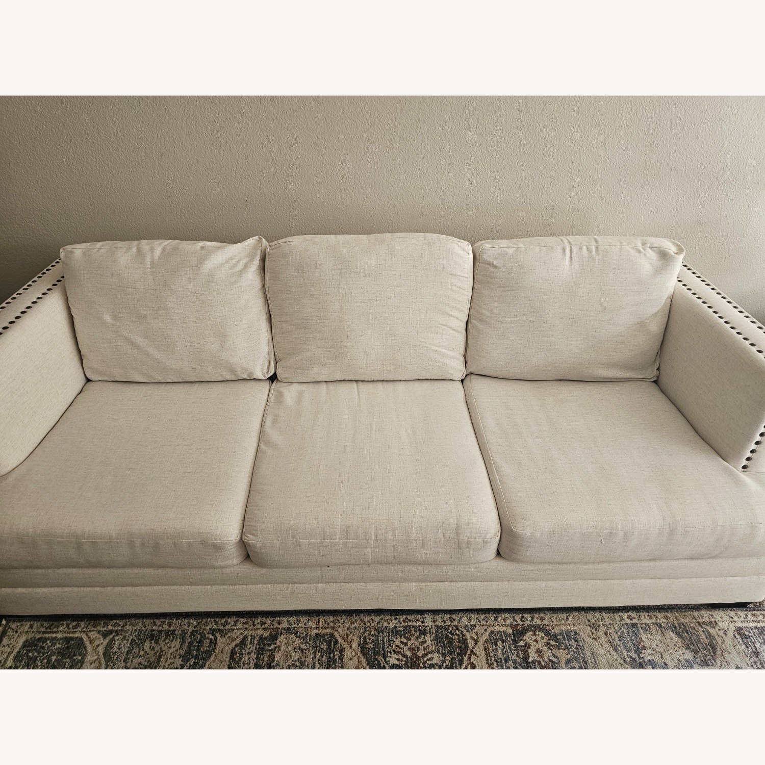Ashley Furniture Ballina White Fabric 3+ Seater Sofa - image-2