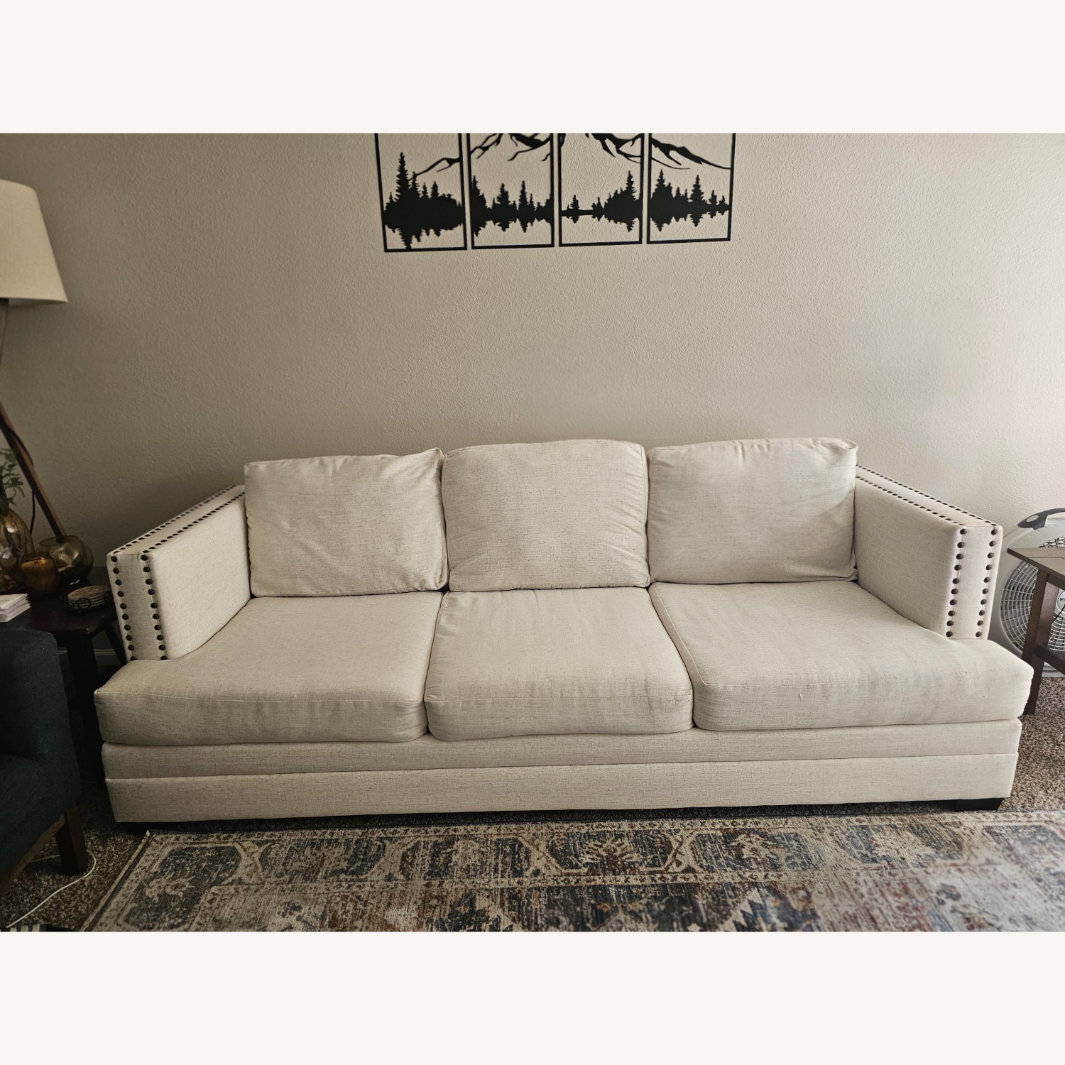 Ashley Furniture Ballina White Fabric 3+ Seater Sofa - image-3