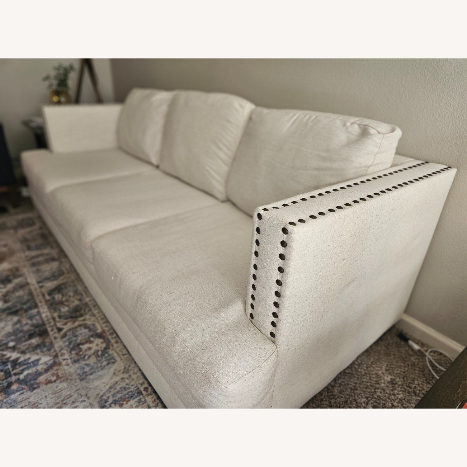 Ashley Furniture Ballina White Fabric 3+ Seater Sofa - image-1