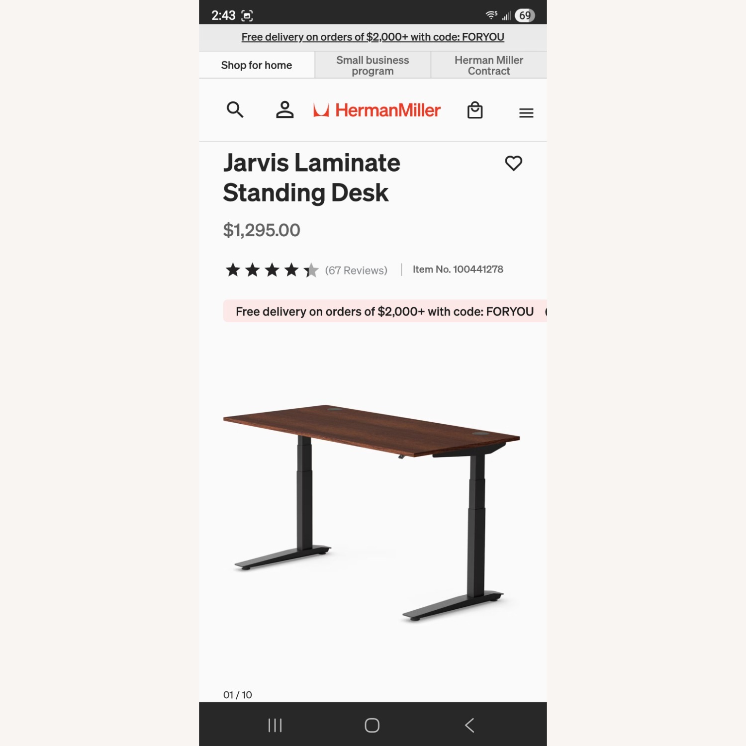 Herman Miller Jarvis Dark Brown Wood Desk - image-1