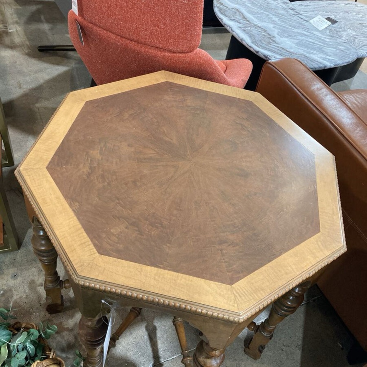 Jacobean Style Octagonal 8-Leg Wood Side Table - image-3