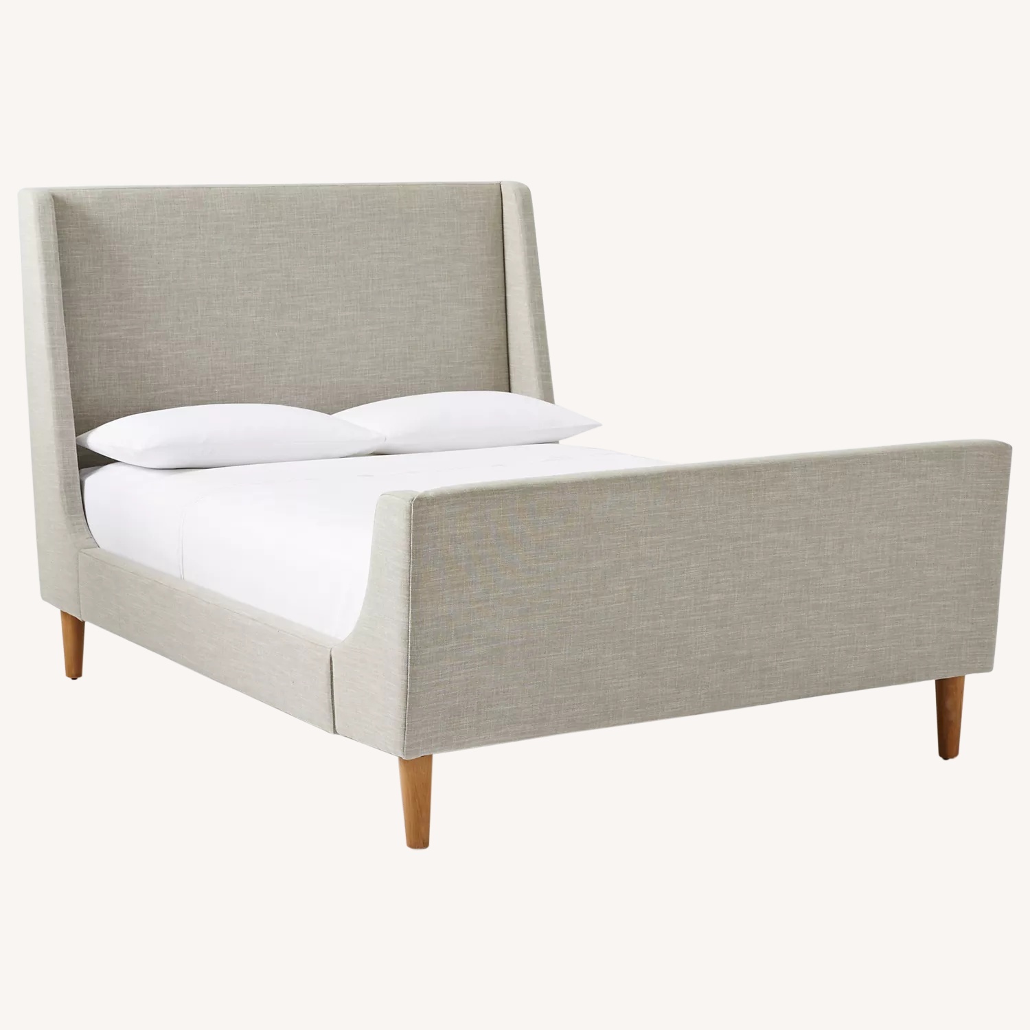 West Elm Light Gray Upholstered Sleigh Bed - image-4