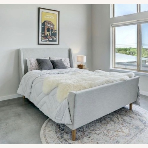 Used West Elm Light Gray Upholstered Sleigh Bed for sale on AptDeco