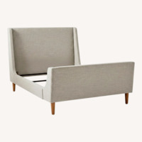 West Elm Light Gray Upholstered Sleigh Bed