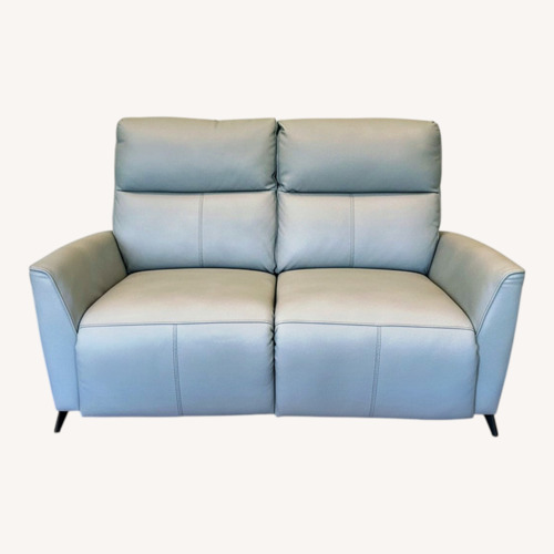 Used Raymour & Flanigan Light Gray Leather Loveseat for sale on AptDeco