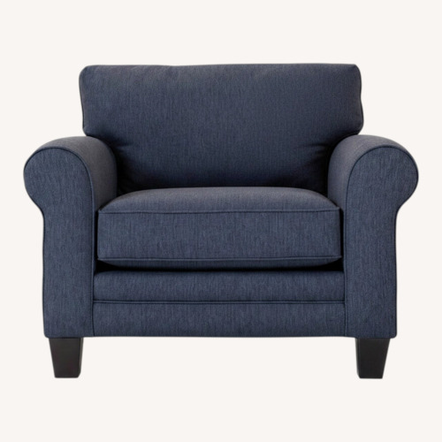 Used Raymour & Flanigan McKinley Blue Fabric Chair and a Half for sale on AptDeco