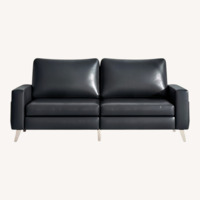 Black Faux Leather 2 Seater Sofa