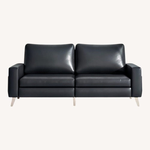 Used Black Faux Leather 2 Seater Sofa for sale on AptDeco
