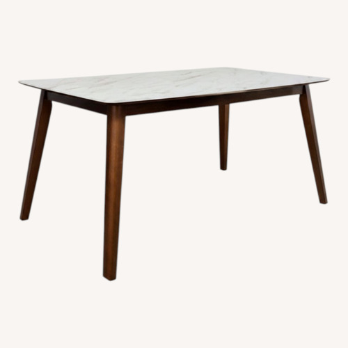 Used White Top Faux Marble Dining Table for sale on AptDeco