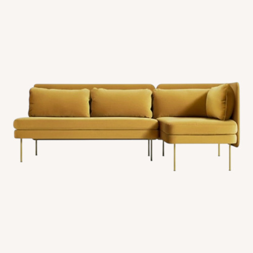 Used Blu Dot Bloke Ochre Velvet Chaise Sectional for sale on AptDeco
