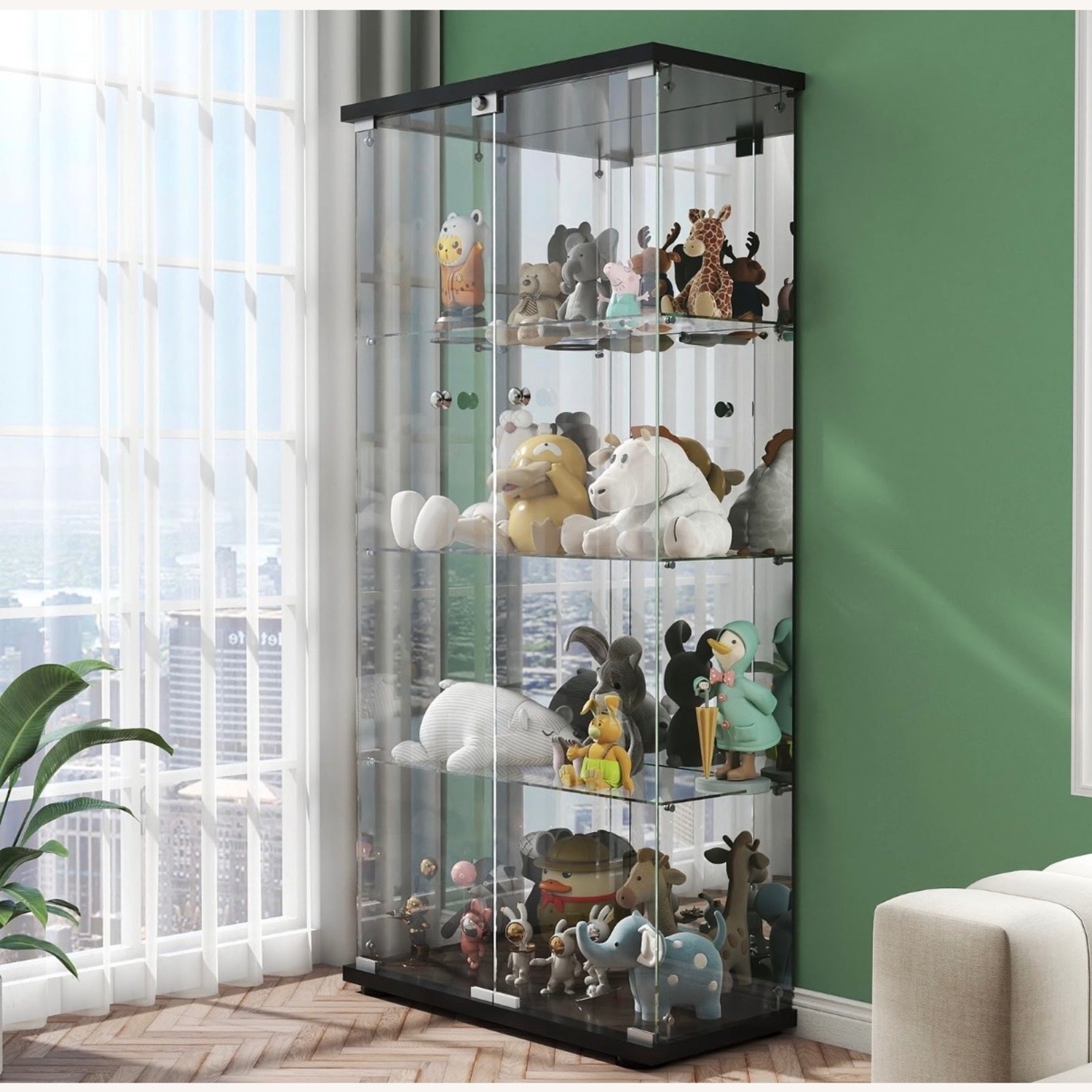 Black Glass Display Cabinet - image-1