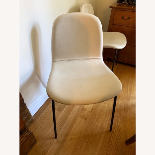 Used CB2 Primitivo White Faux Leather Chair for sale on AptDeco