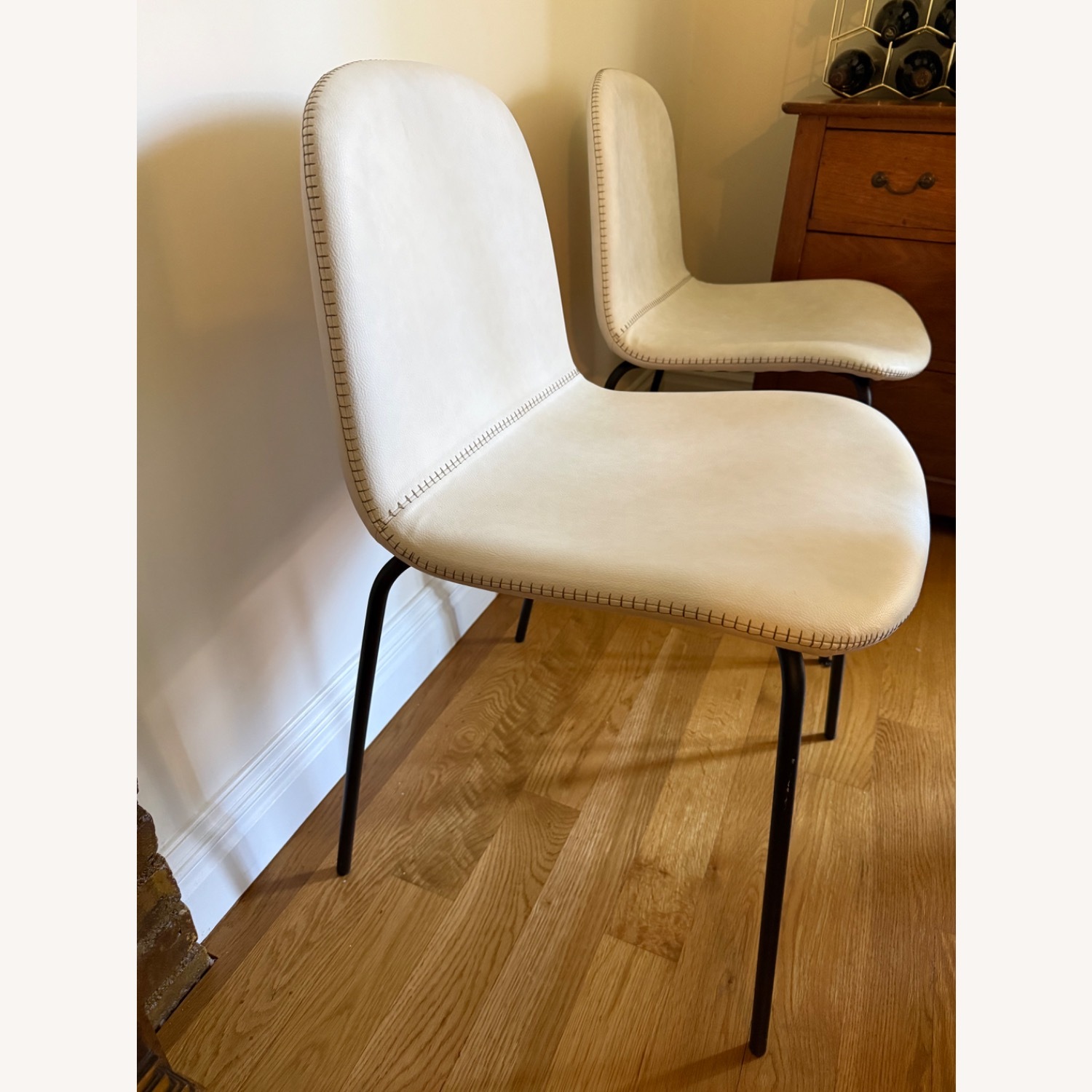 CB2 Primitivo White Faux Leather Chair - image-3