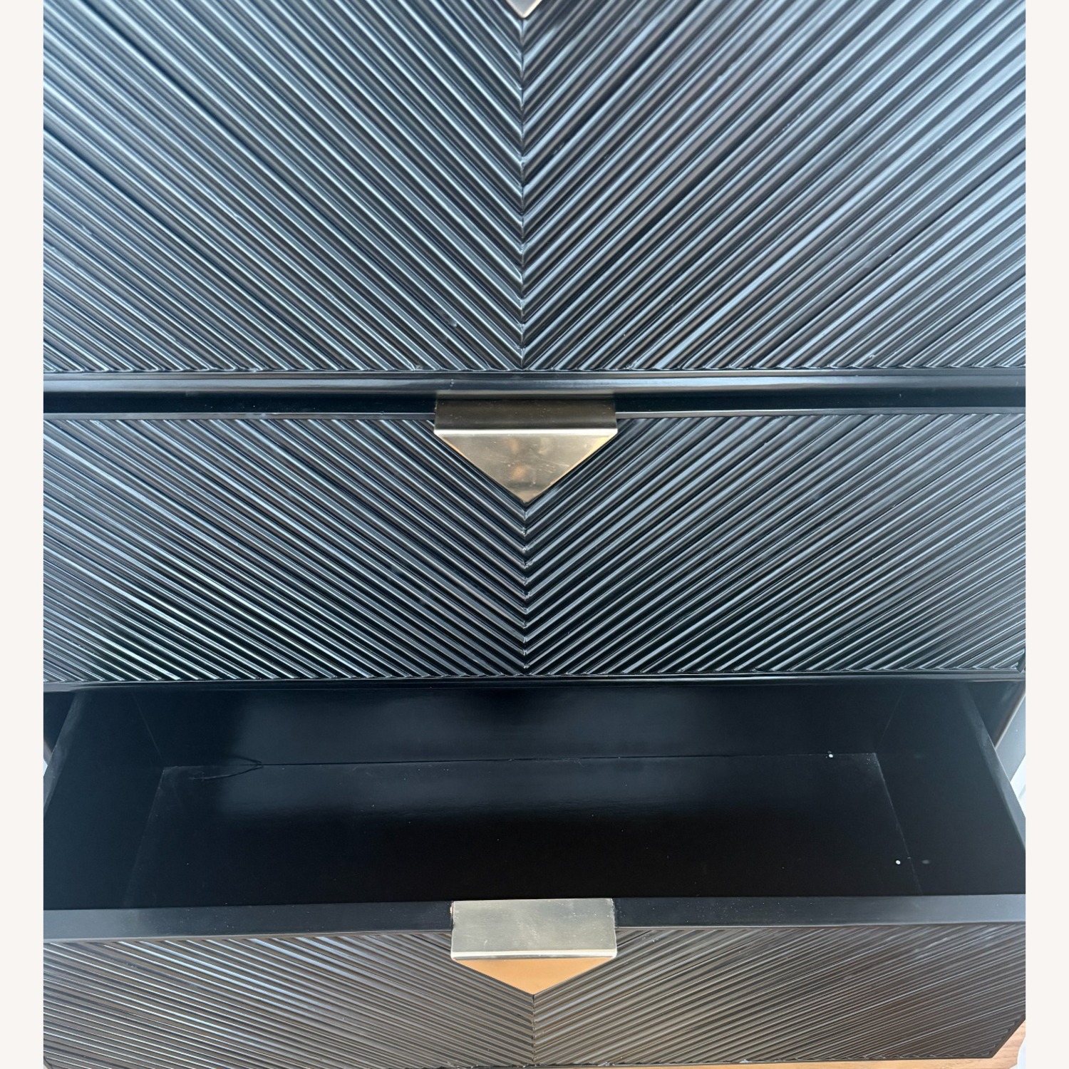 CB2 Ivo Tall Black Chevron Rattan Chest - image-3