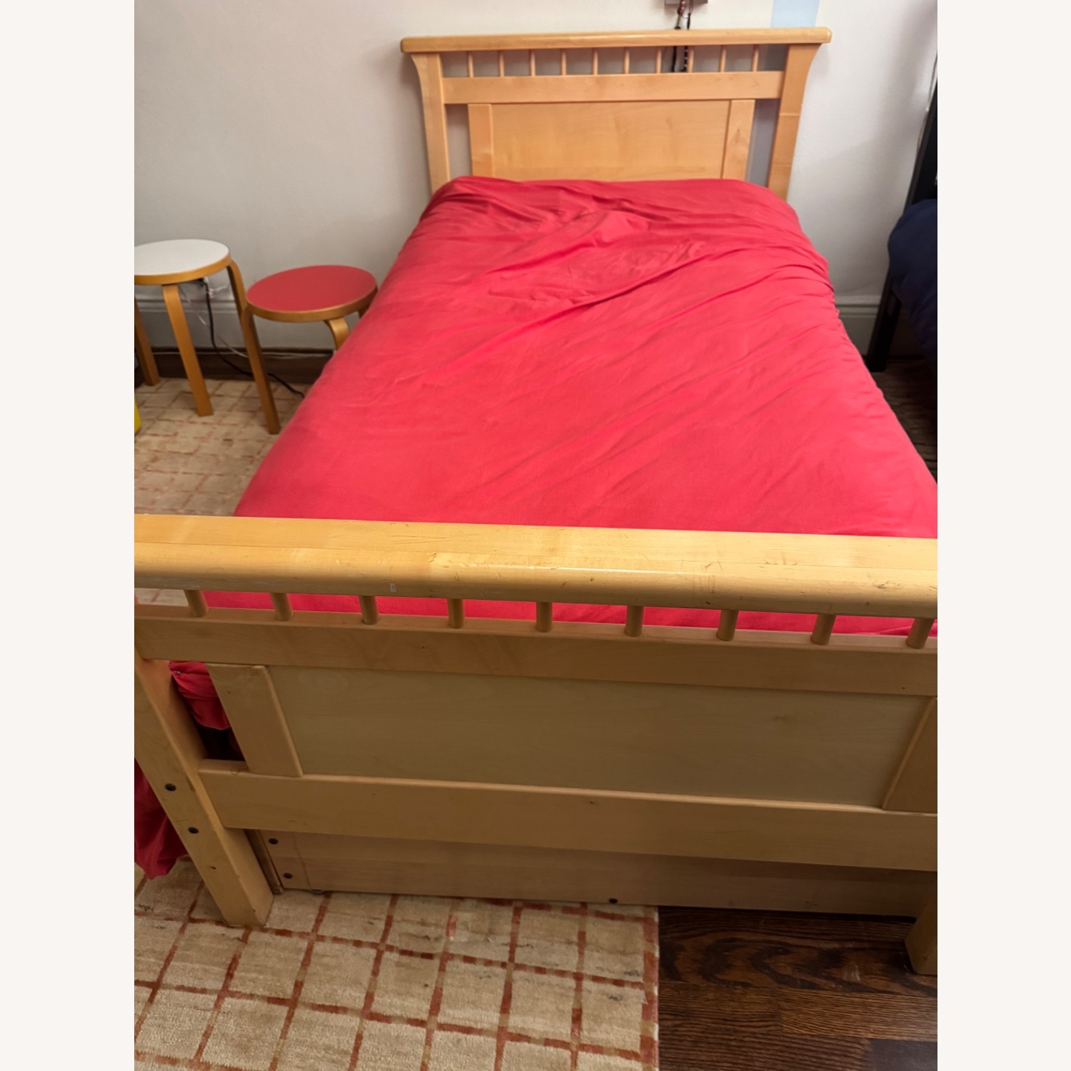 Solid Maple Twin Bed - Roll Out Storage Drawers - image-2