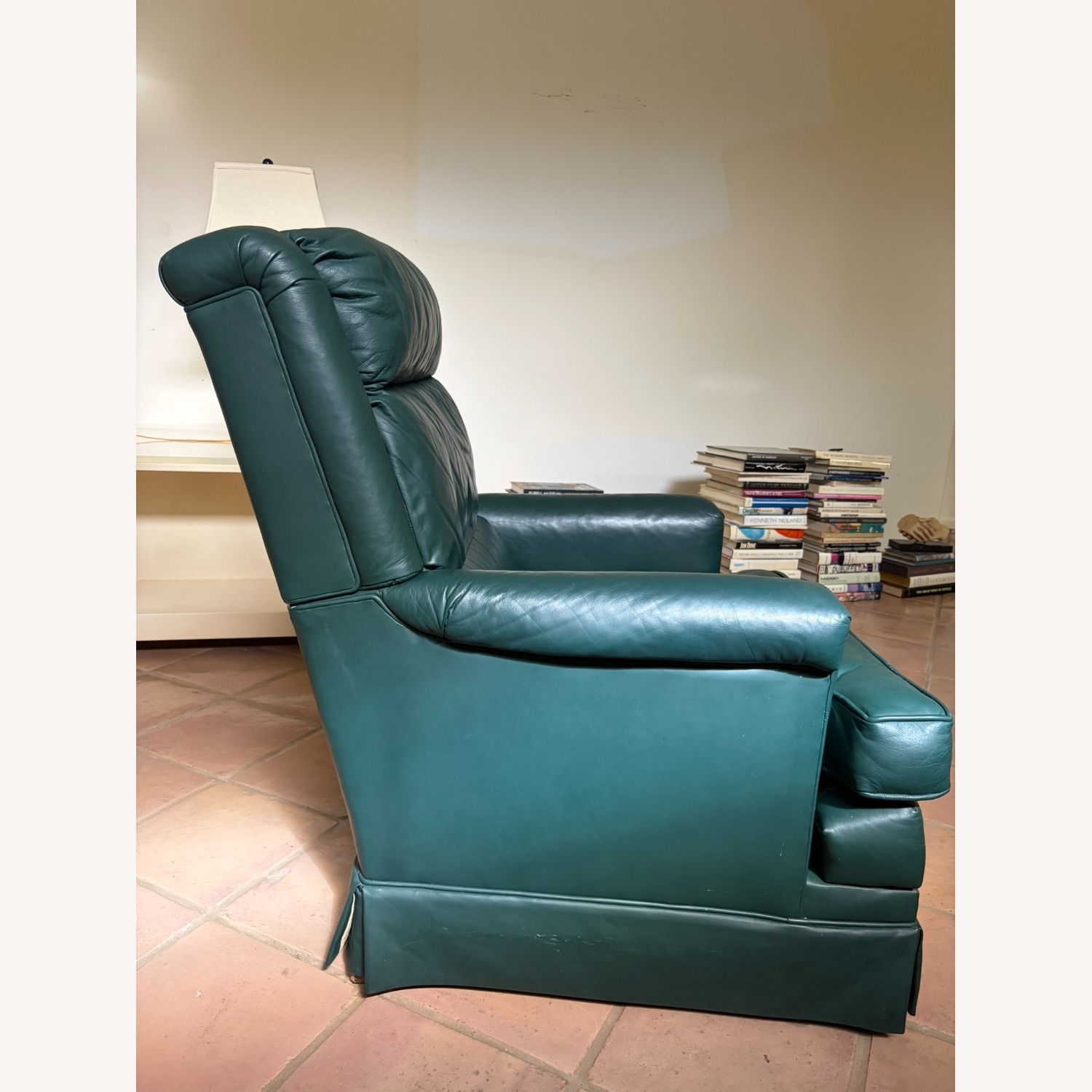 Baker Furniture Green Leather Recliner - image-5
