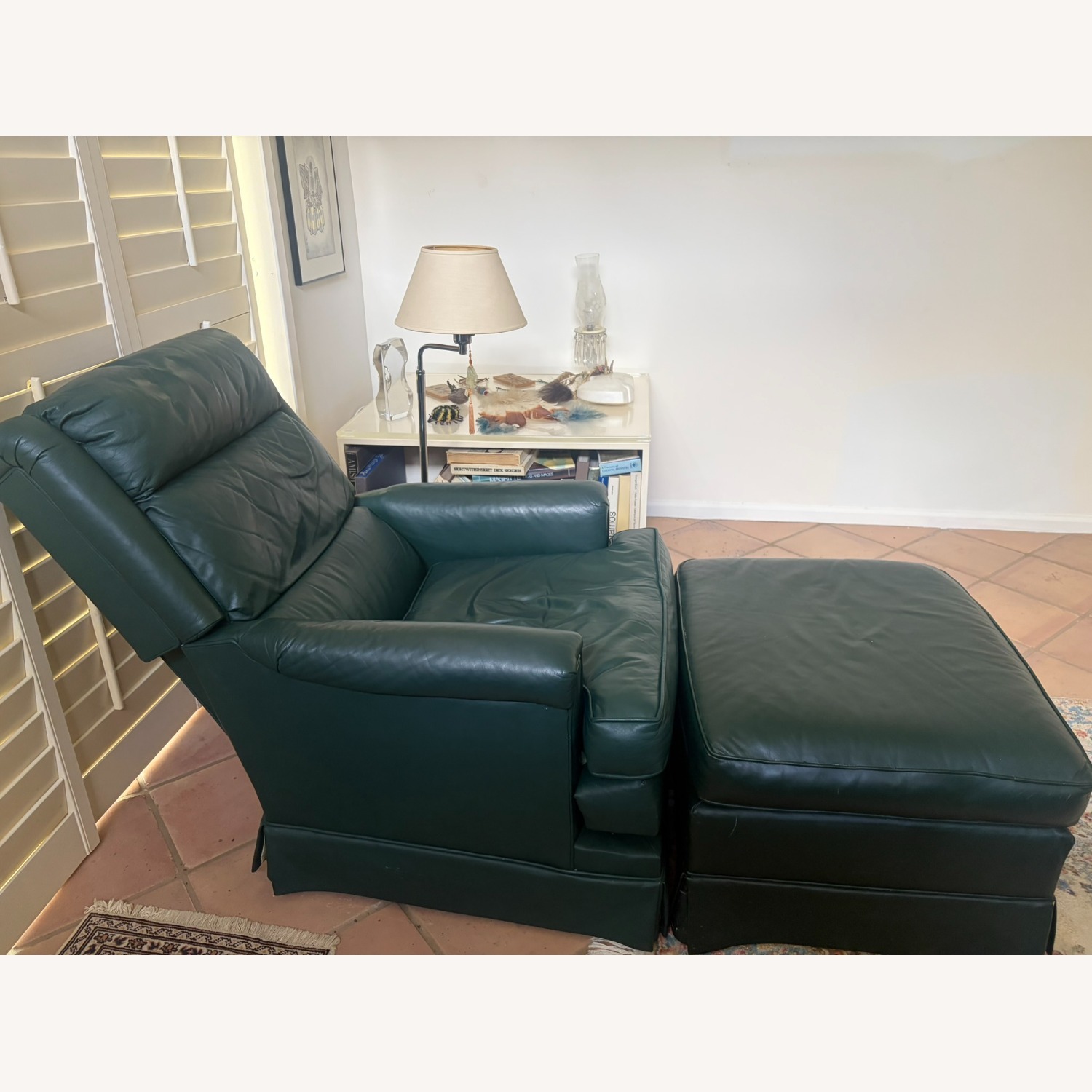 Baker Furniture Green Leather Recliner - image-2