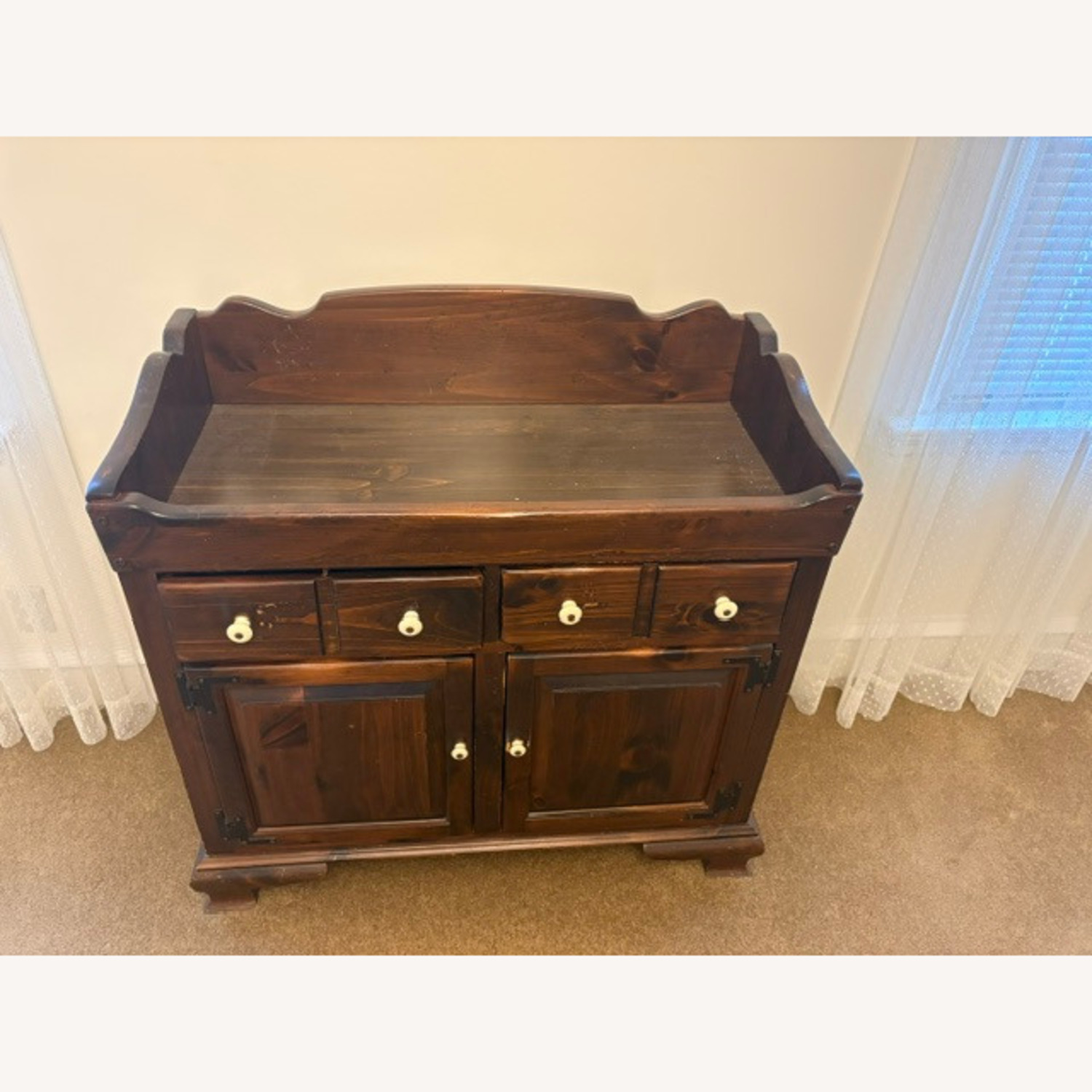 Ethan Allen Dark Brown Wood Dry Sink - image-2