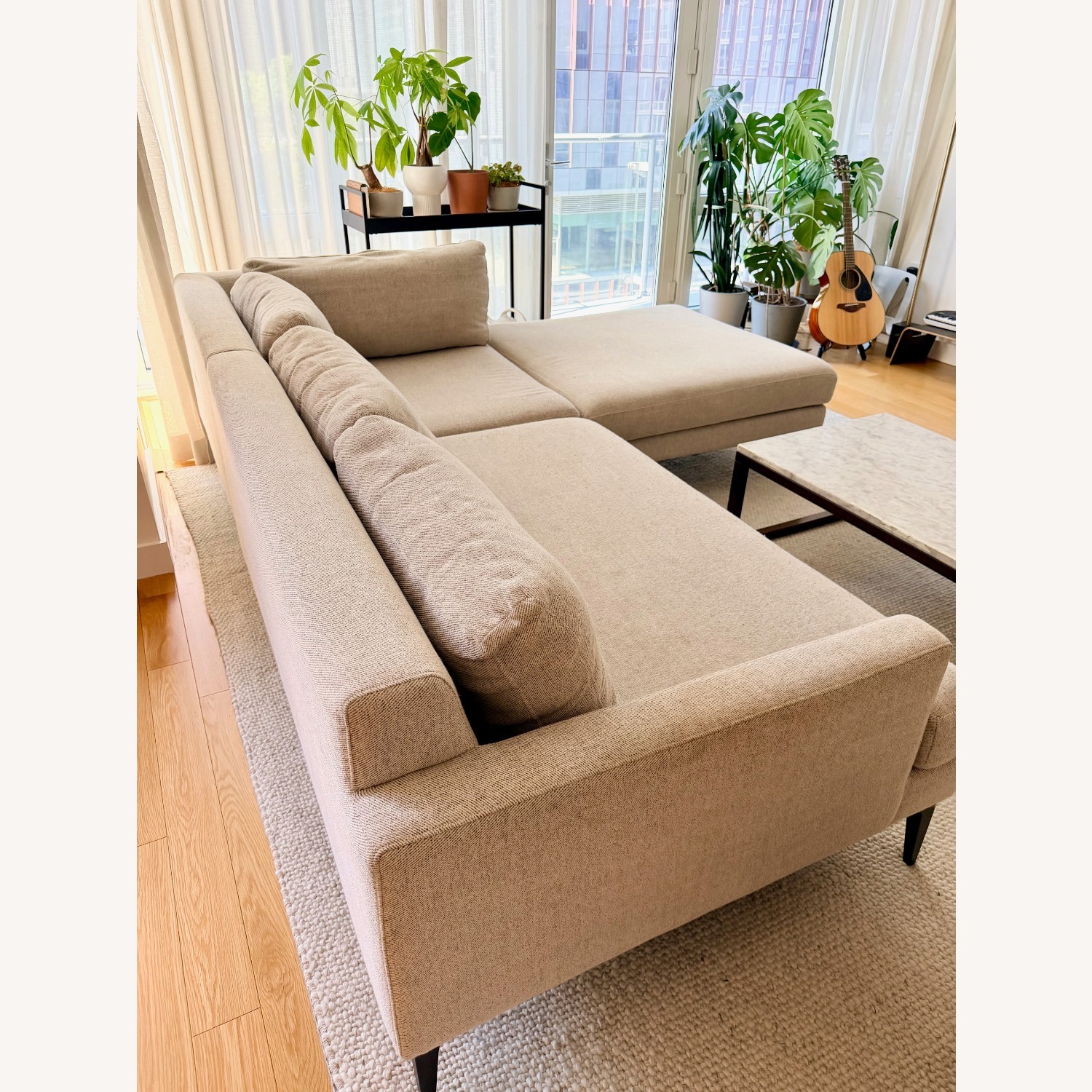 West Elm Andes Gray Fabric 3-Piece Ottomon Sectional - image-4
