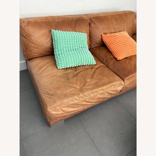 Used Dark Brown Leather 2 Seater Sofa for sale on AptDeco