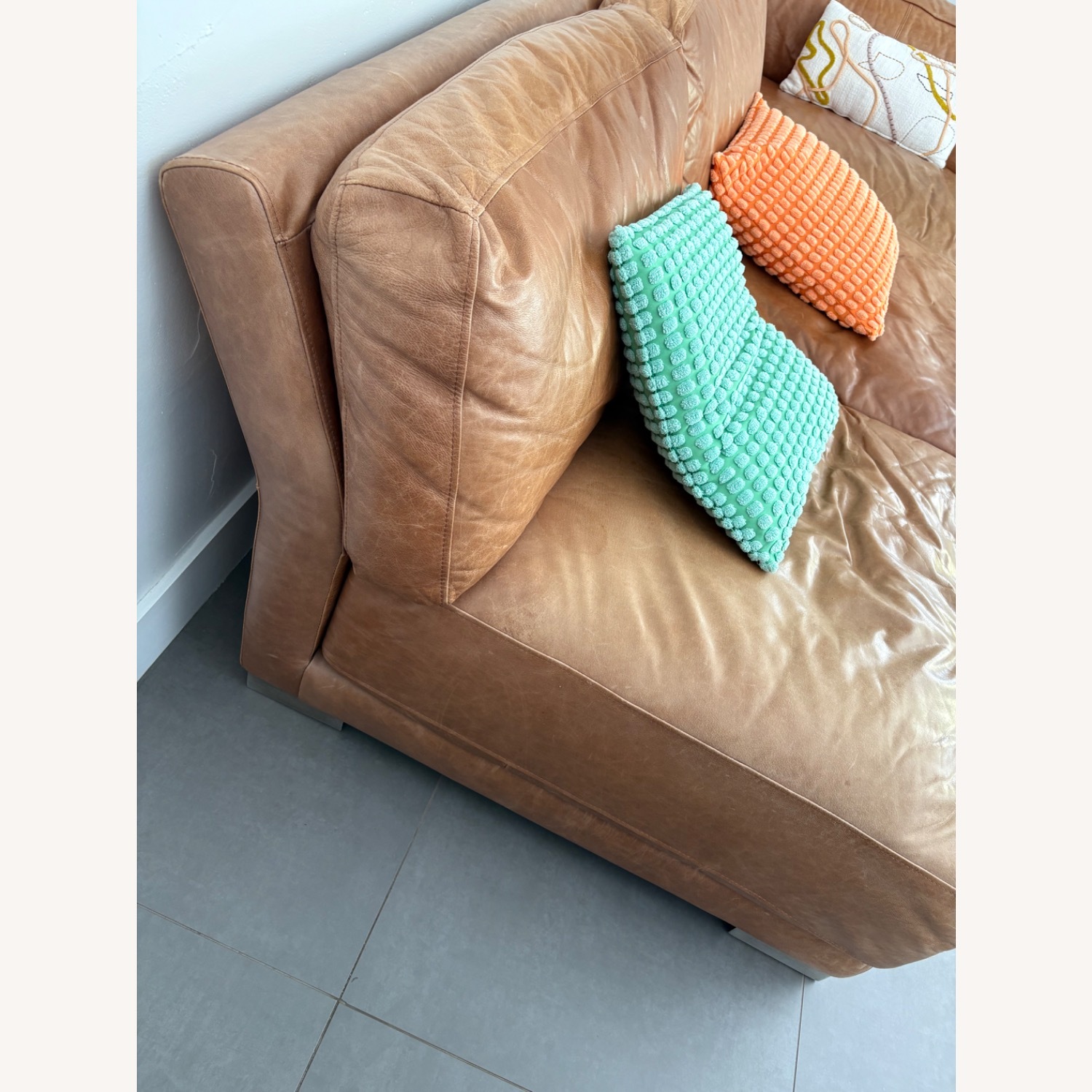 Dark Brown Leather 2 Seater Sofa - image-2