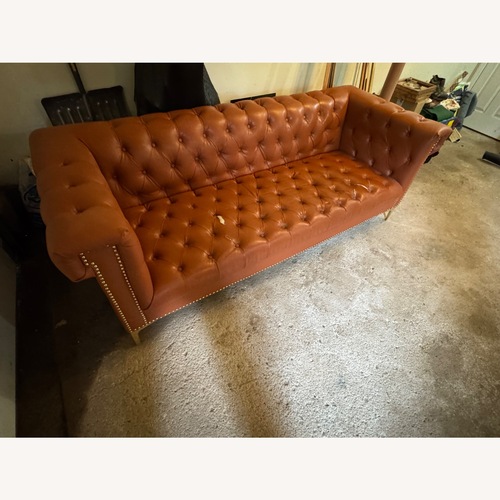 Used Light Brown Leather 3+ Seater Sofa for sale on AptDeco