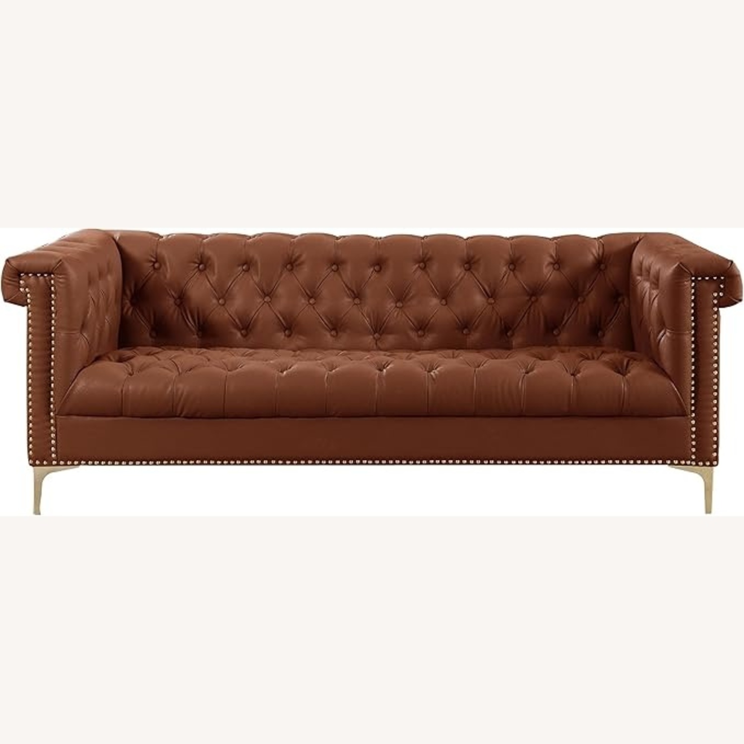 Light Brown Leather 3+ Seater Sofa - image-4