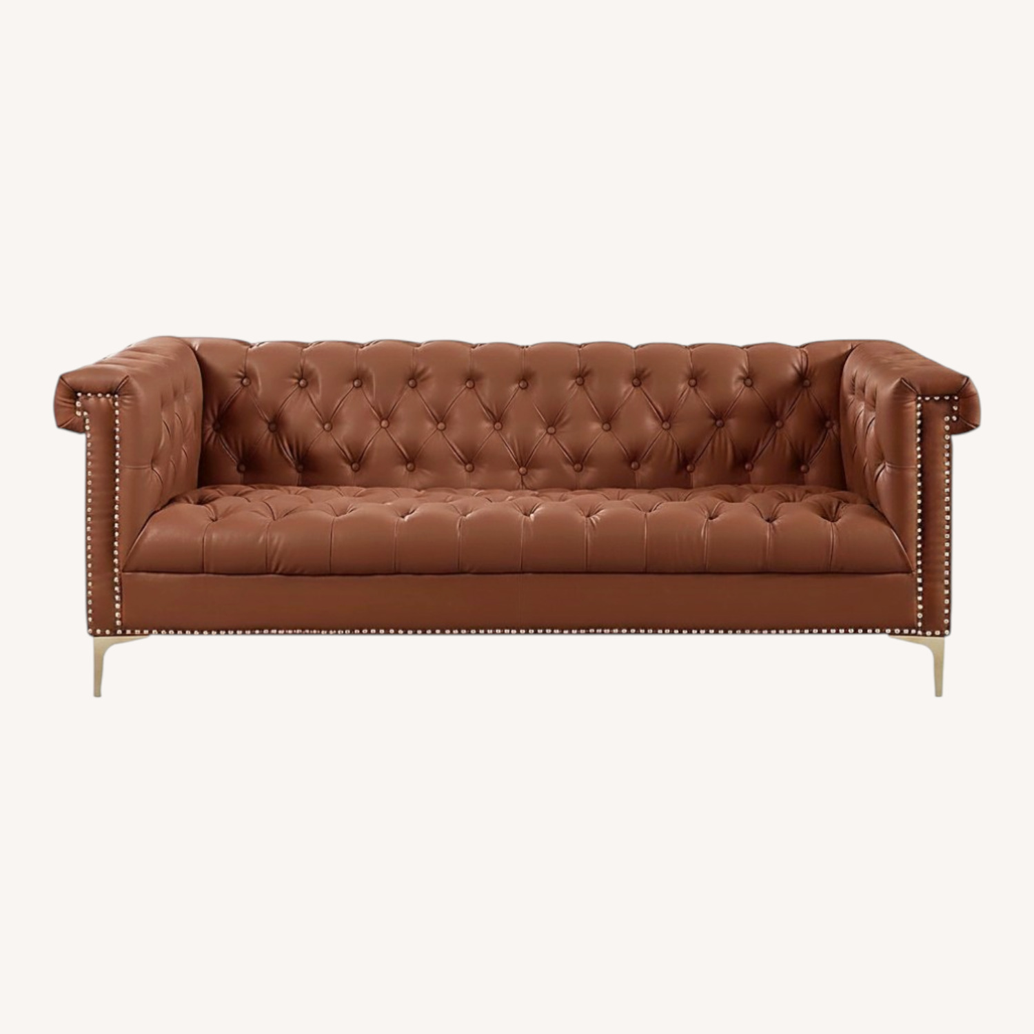 Light Brown Leather 3+ Seater Sofa - image-0