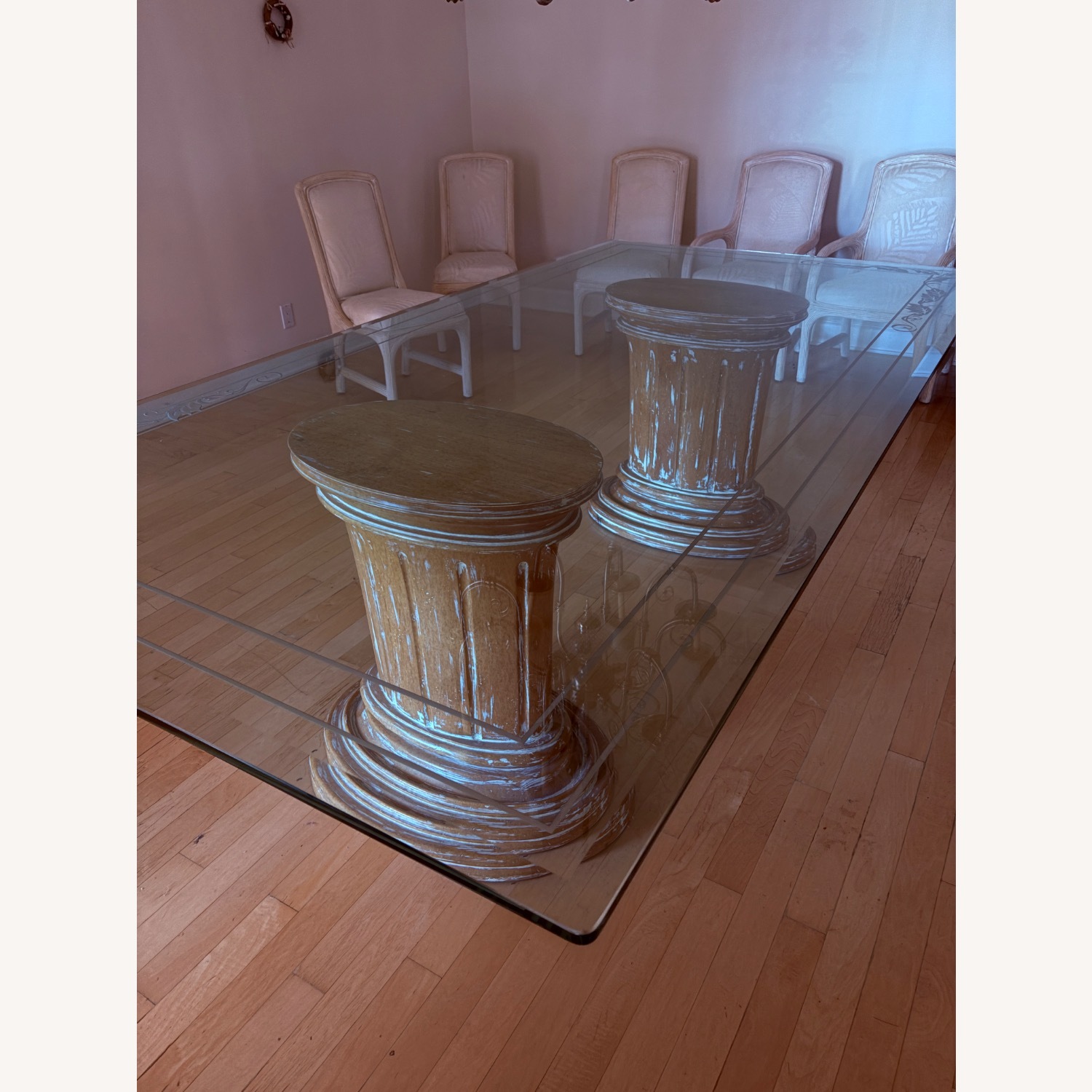 Large Glass Table W 9 Chairs - image-1