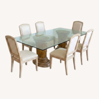 Large Glass Table W 9 Chairs