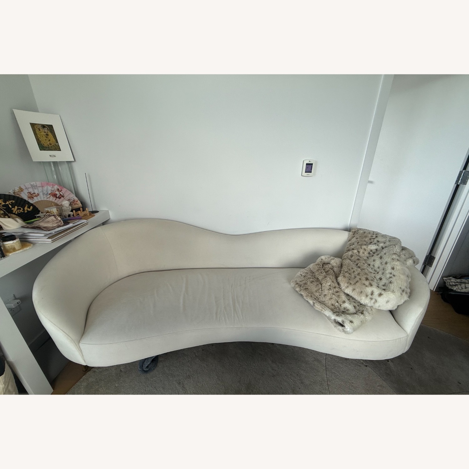 CB2 Curvo 75" White Performance Fabric Apartment Sofa by goop - image-1