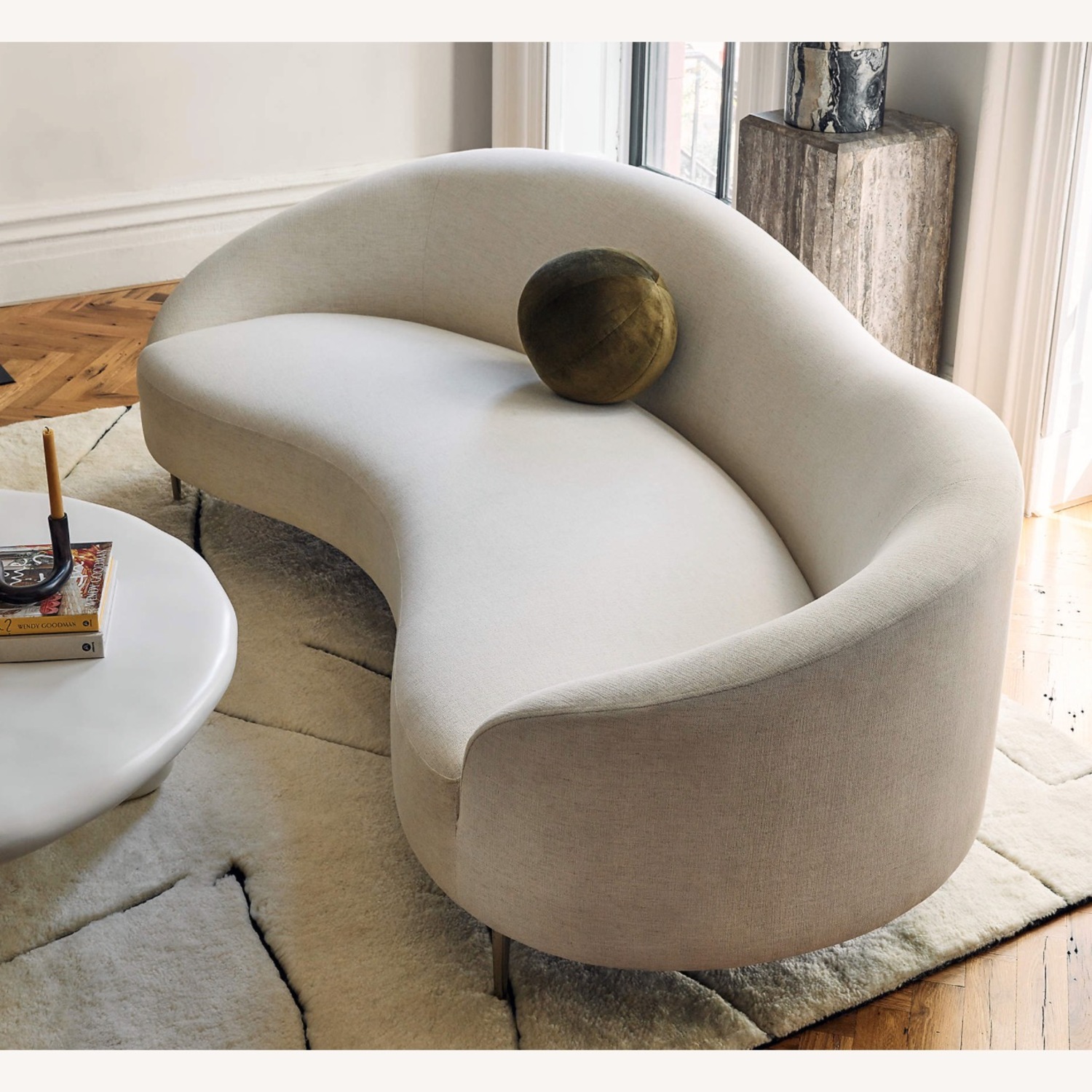 CB2 Curvo 75" White Performance Fabric Apartment Sofa by goop - image-2